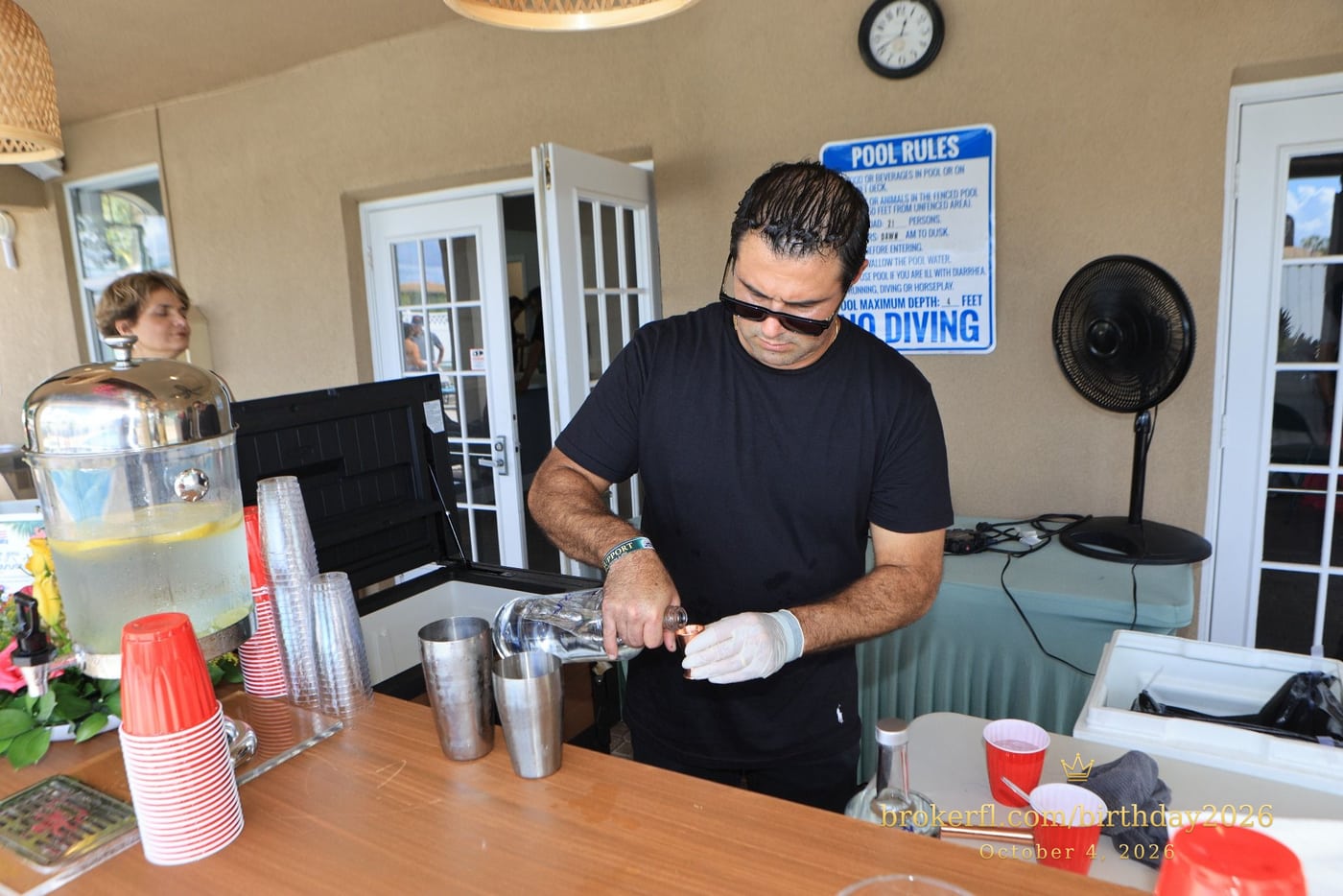 Drinks team member preparing a beverage at the counter — Karina Leal's birthday, October 4, 2026.