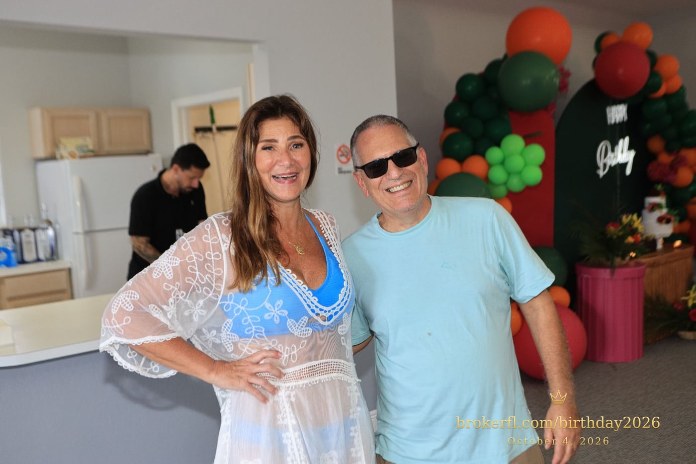 Karina Leal and Earl Baker at Karina Leal’s birthday celebration in Delray Beach, October 4, 2026.