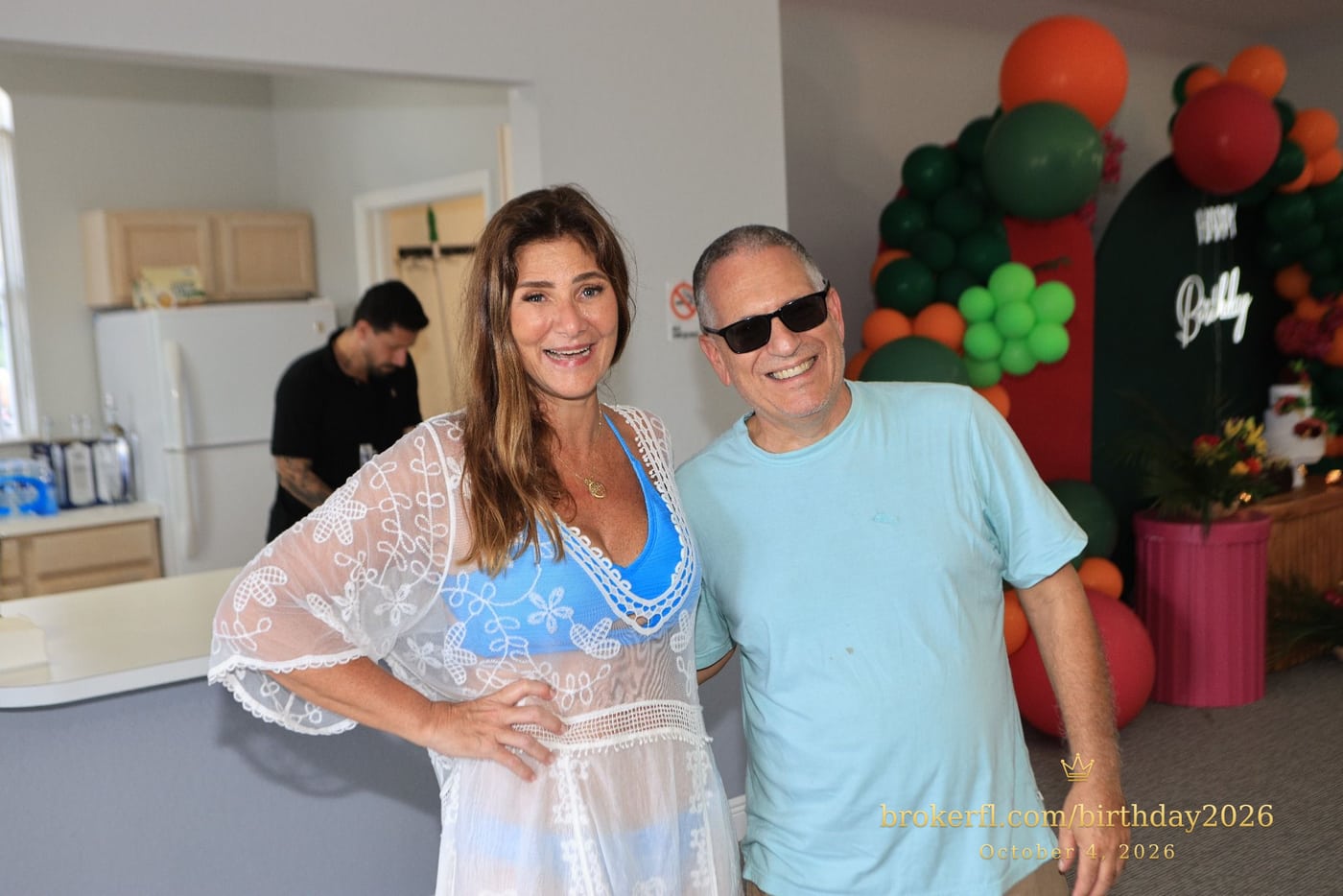 Karina Leal and Earl Baker at Karina Leal’s birthday celebration in Delray Beach, October 4, 2026.