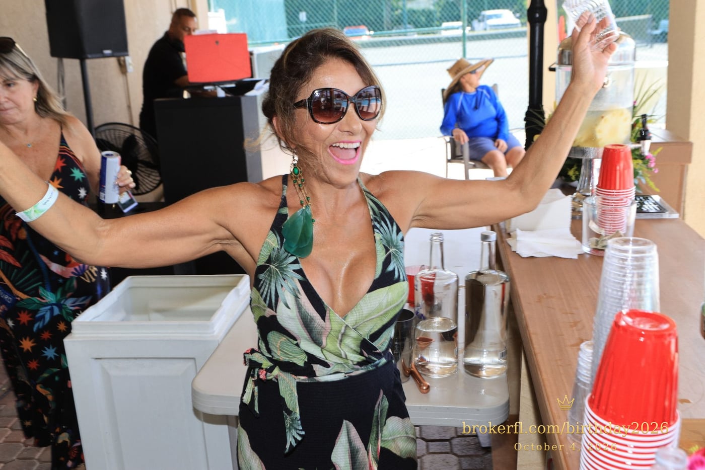Rosiangela in the foreground, with Neildes Esteves in the background, at Karina Leal’s birthday celebration at Palm Beach Bath & Tennis in Delray Beach.