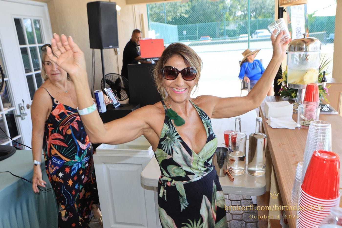 Rosiangela in the foreground, with Neildes Esteves in the background, at Karina Leal’s birthday celebration at Palm Beach Bath & Tennis in Delray Beach.