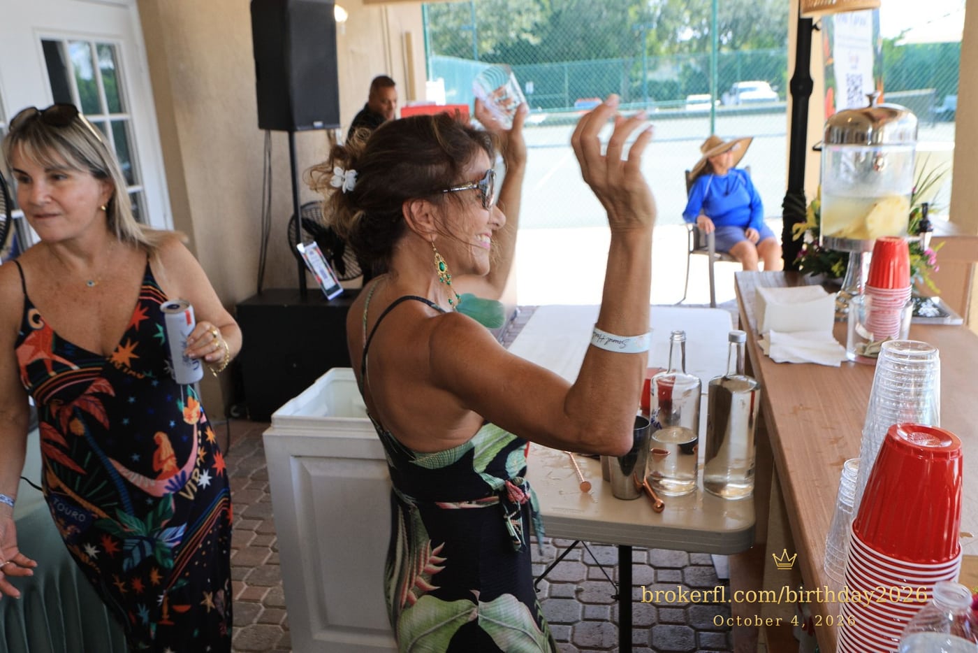Rosiangela in the foreground, with Neildes Esteves in the background, at Karina Leal’s birthday celebration at Palm Beach Bath & Tennis in Delray Beach.
