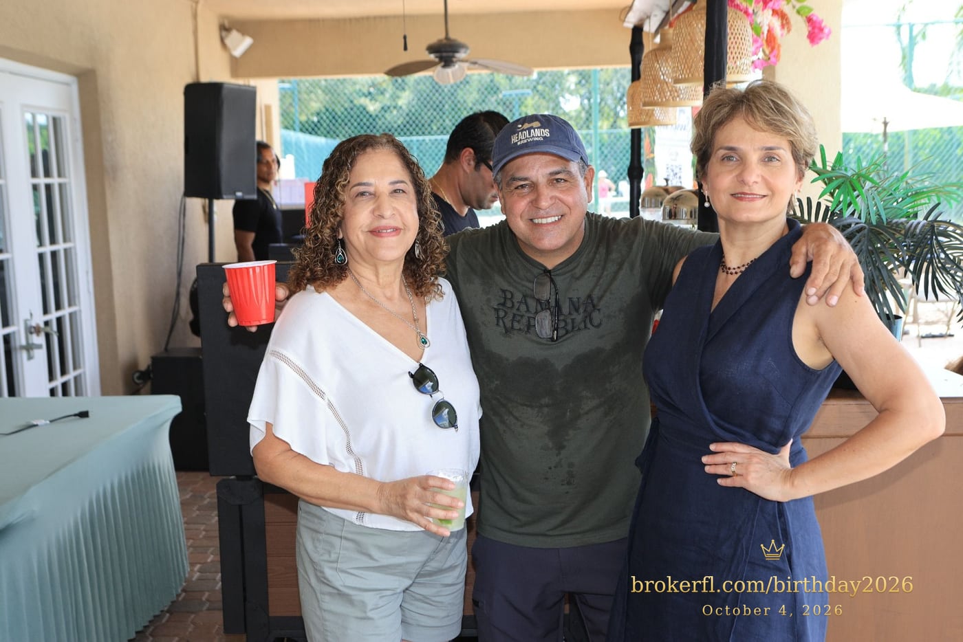 Guests posing together inside the birthday party room — Karina Leal's birthday, October 4, 2026.