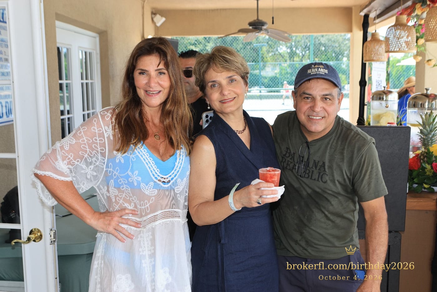 Guests posing together inside the birthday party room — Karina Leal's birthday, October 4, 2026.