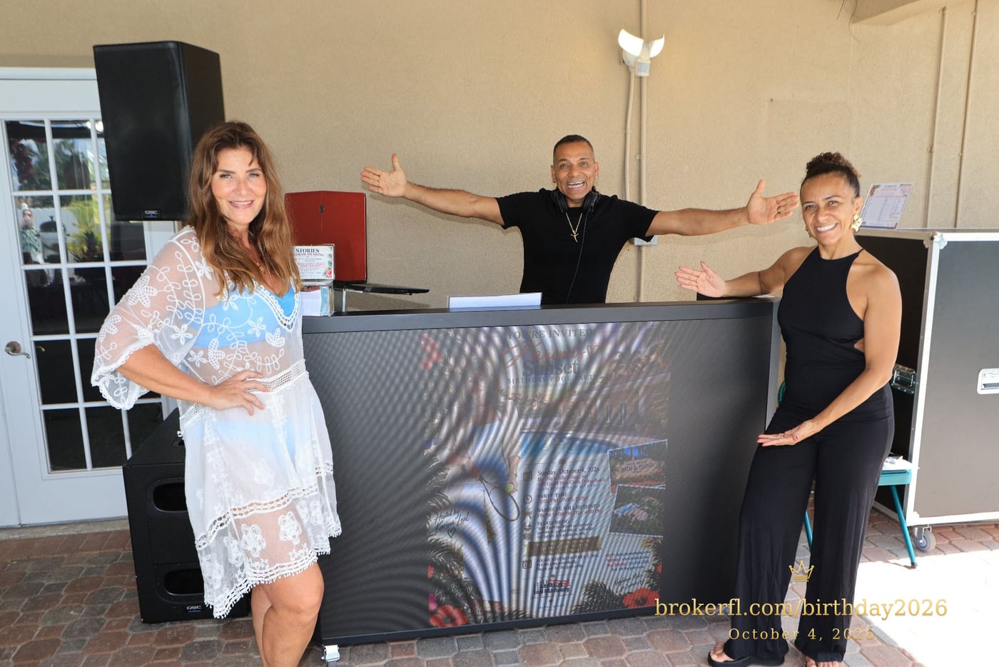 Karina Kfuri Leal with Kely Tali & Vlad DJ at Karina’s birthday celebration in Delray Beach.